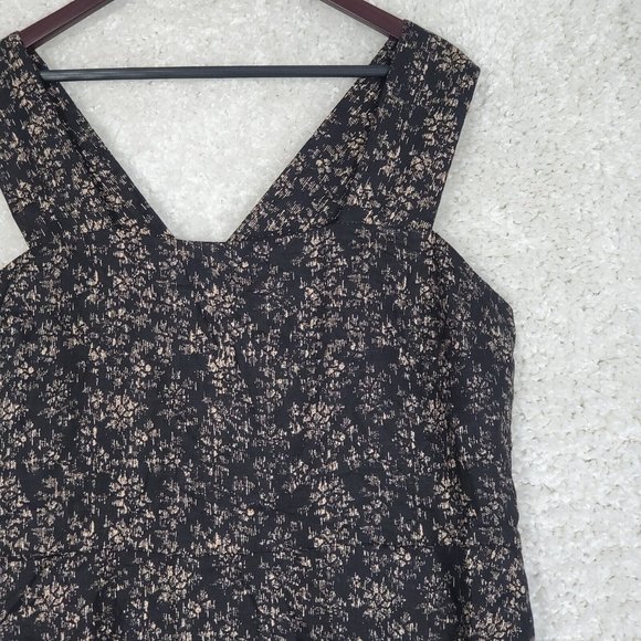 Gap Dress Womens 20 Black Tan Mini Linen Sleeveless Pockets Fit Flare Abstract - Picture 4 of 14